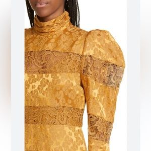 ALÉMAIS Floral Lace Puff Sleeve Blouse